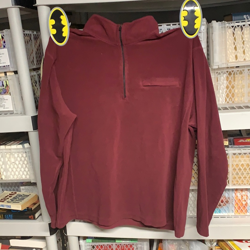 L.L. Bean men’s XL Reg Quarter-Zip Fleece Burgundy  Pullover Mock Neck Top